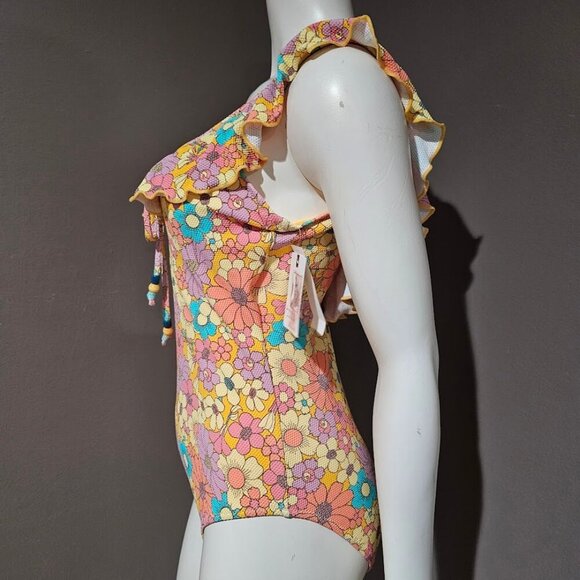 Jessica Simpson Floral Rendevous Ruffled-Neck Swimsuit - Picture 3 of 13